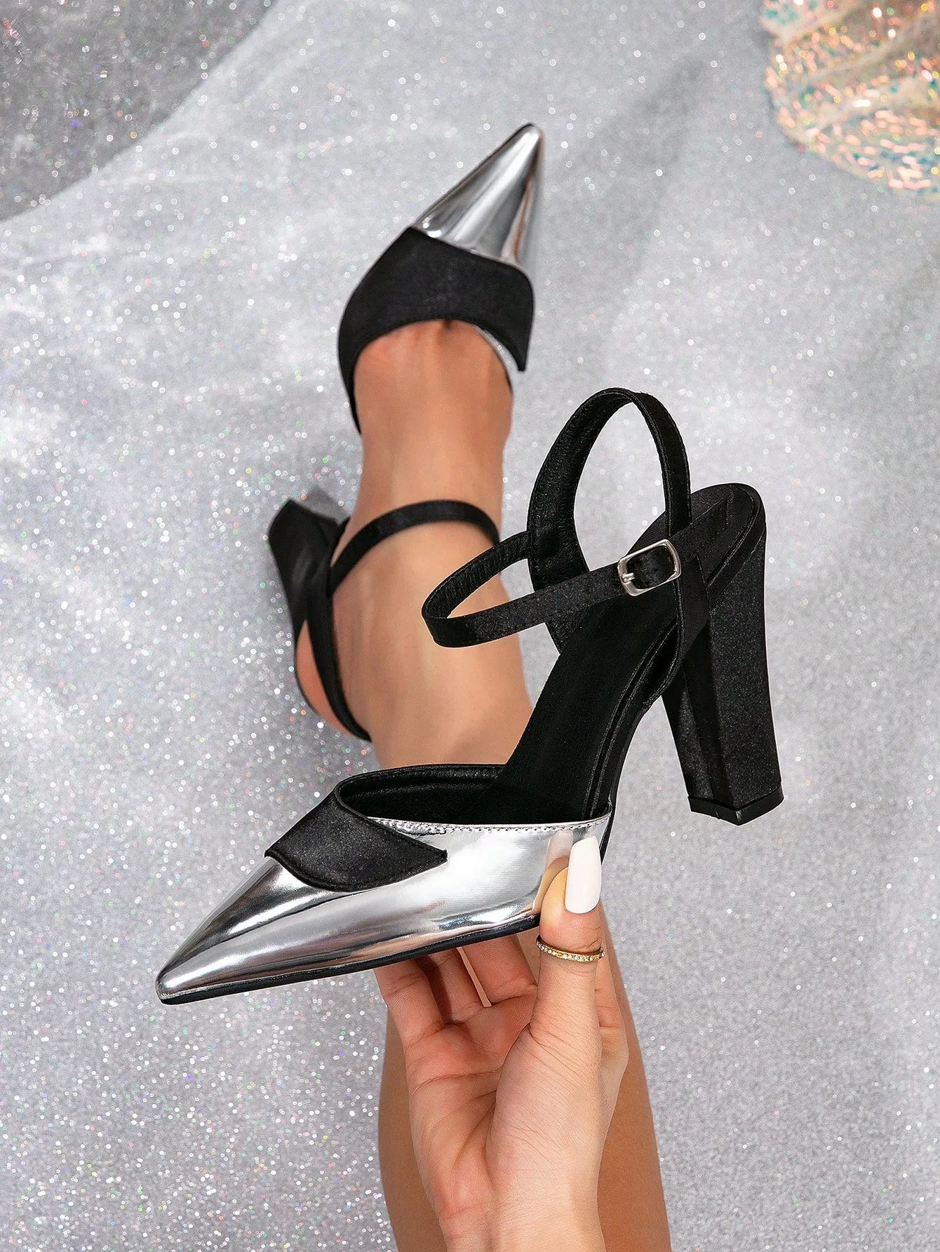 2024 Spring Silver Mix: Chunky Heel High Heel Pumps for Versatile Style