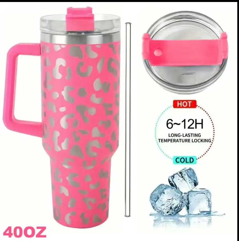 40 oz Stainless Steel Leopard Tumbler