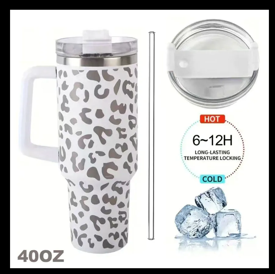 40 oz Stainless Steel Leopard Tumbler