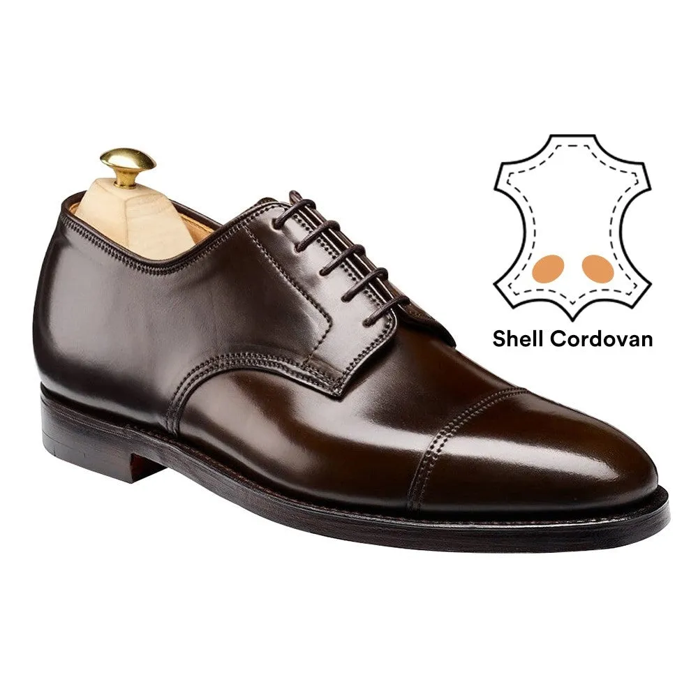 7 CM/2.76 Inches CMR CHAMARIPA Elegant Dark Brown Men's Shell Cordovan Derby Shoes