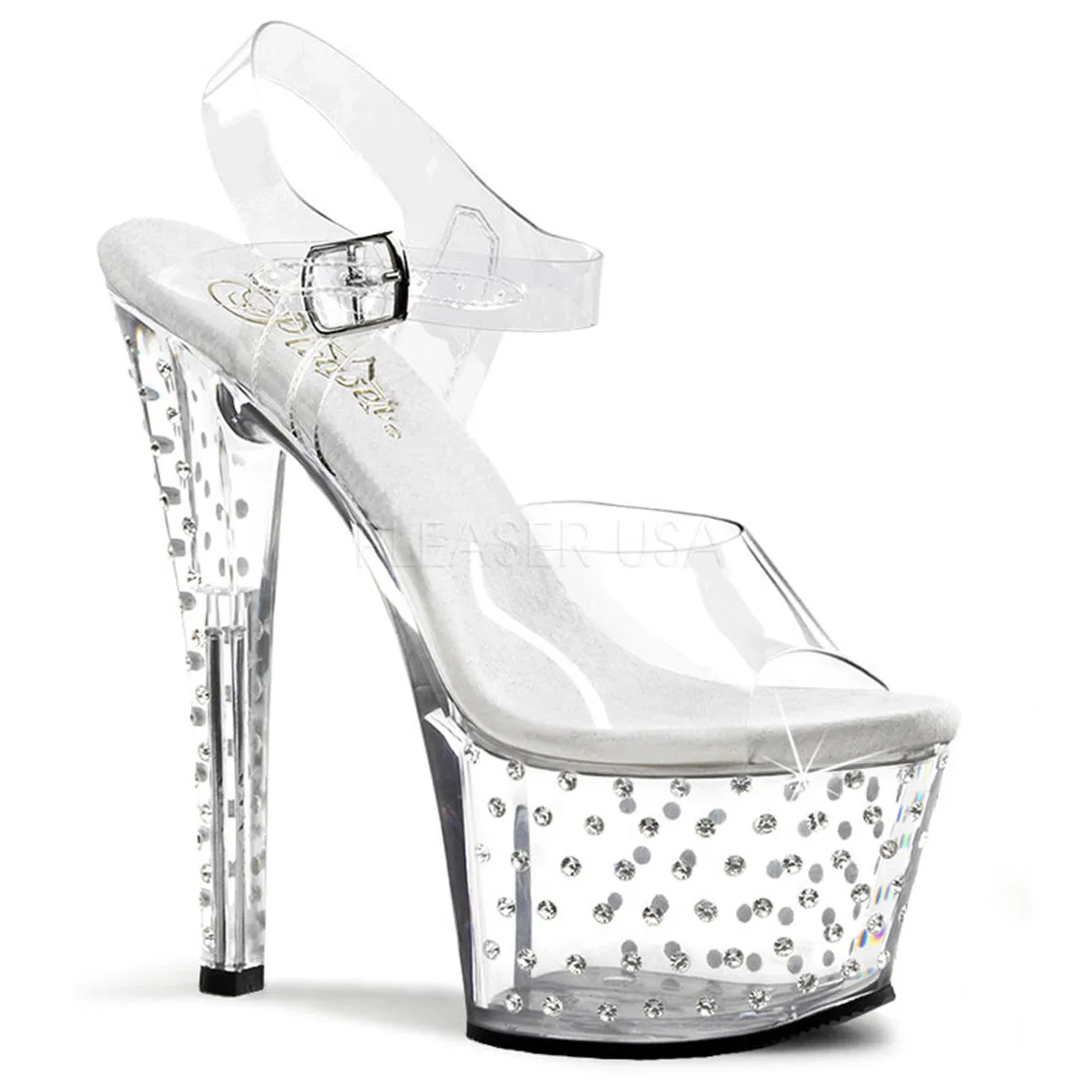 7 Inch Heel STARDUST-708 Clear