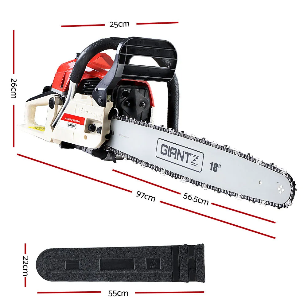 75CC 18" Bar Petrol Chainsaw, E-Start, Anti-Kickback, Giantz