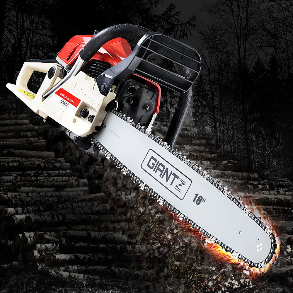 75CC 18" Bar Petrol Chainsaw, E-Start, Anti-Kickback, Giantz