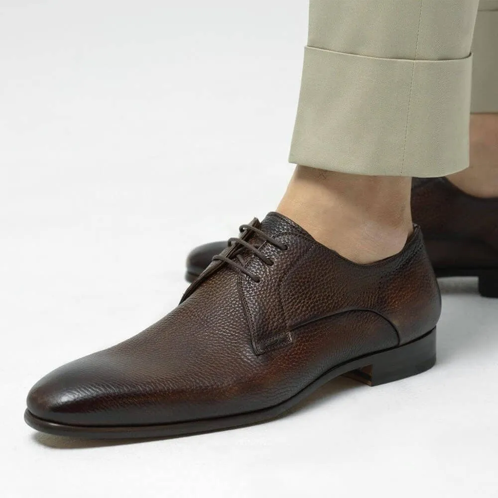 7CM / 2.76Inches - CMR CHAMARIPA Dress Elevator Shoes High Heel Men Shoes Brown Leather Derby Shoes