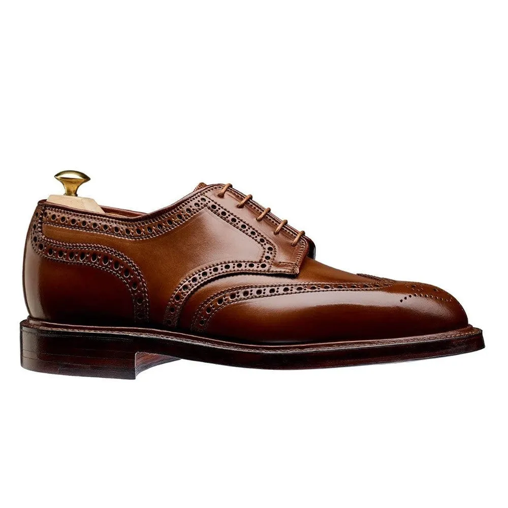 7CM/2.76 Inches CMR CHAMARIPA Men’s Elevator Dress Shoes - Yellow Brown Shell Cordovan Full Brogue Derby