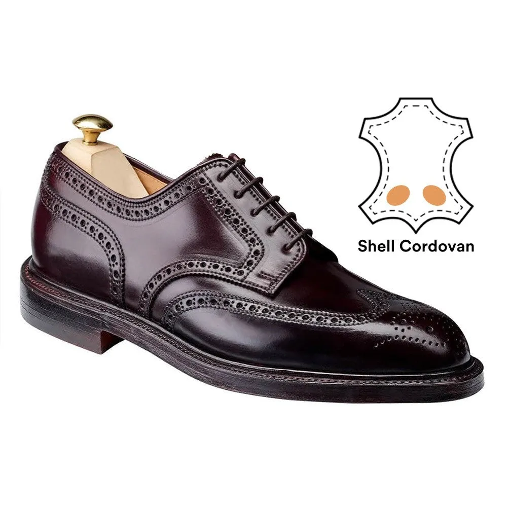 7CM/2.76 Inches CMR CHAMARIPA Sophisticated Burgundy Shell Cordovan Full Brogue Derby Shoes