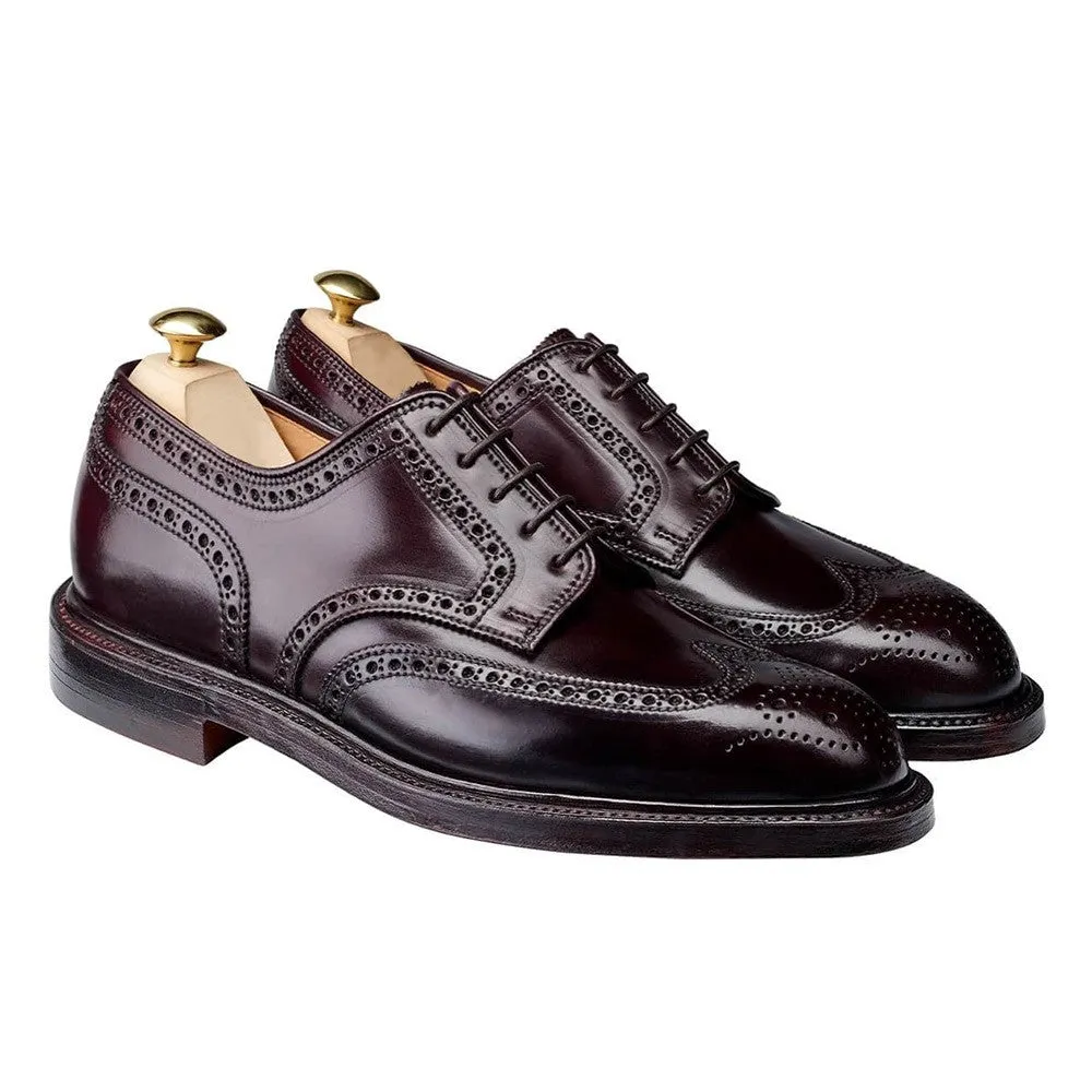 7CM/2.76 Inches CMR CHAMARIPA Sophisticated Burgundy Shell Cordovan Full Brogue Derby Shoes