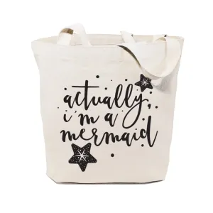 Actually, I'm a Mermaid Cotton Canvas Tote Bag by The Cotton & Canvas Co.