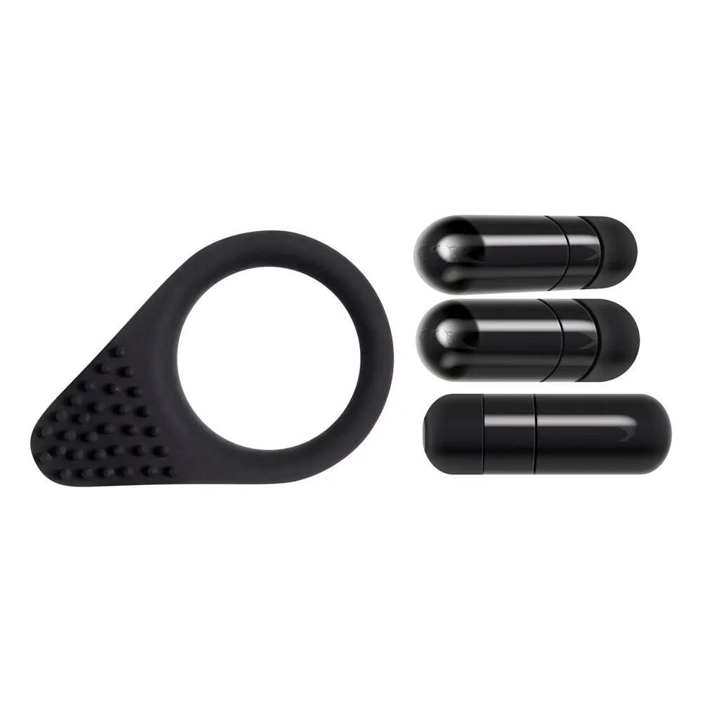 Adam & Eve Adam's Deluxe Penis Ring Sampler - Black/Smoke