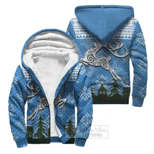 Aiton Clan Christmas Sherpa Hoodie Celtic Reindeer Style