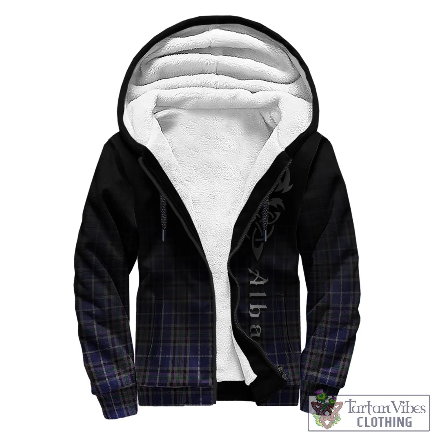 Alexander of Menstry Tartan Sherpa Hoodie Featuring Alba Gu Brath Family Crest Celtic Inspired