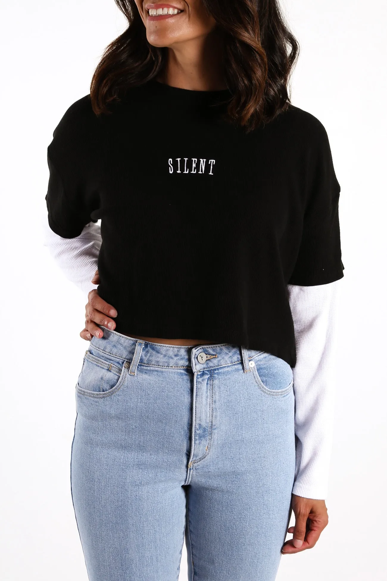 Altered Waffle Long Sleeve Tee Washed Black