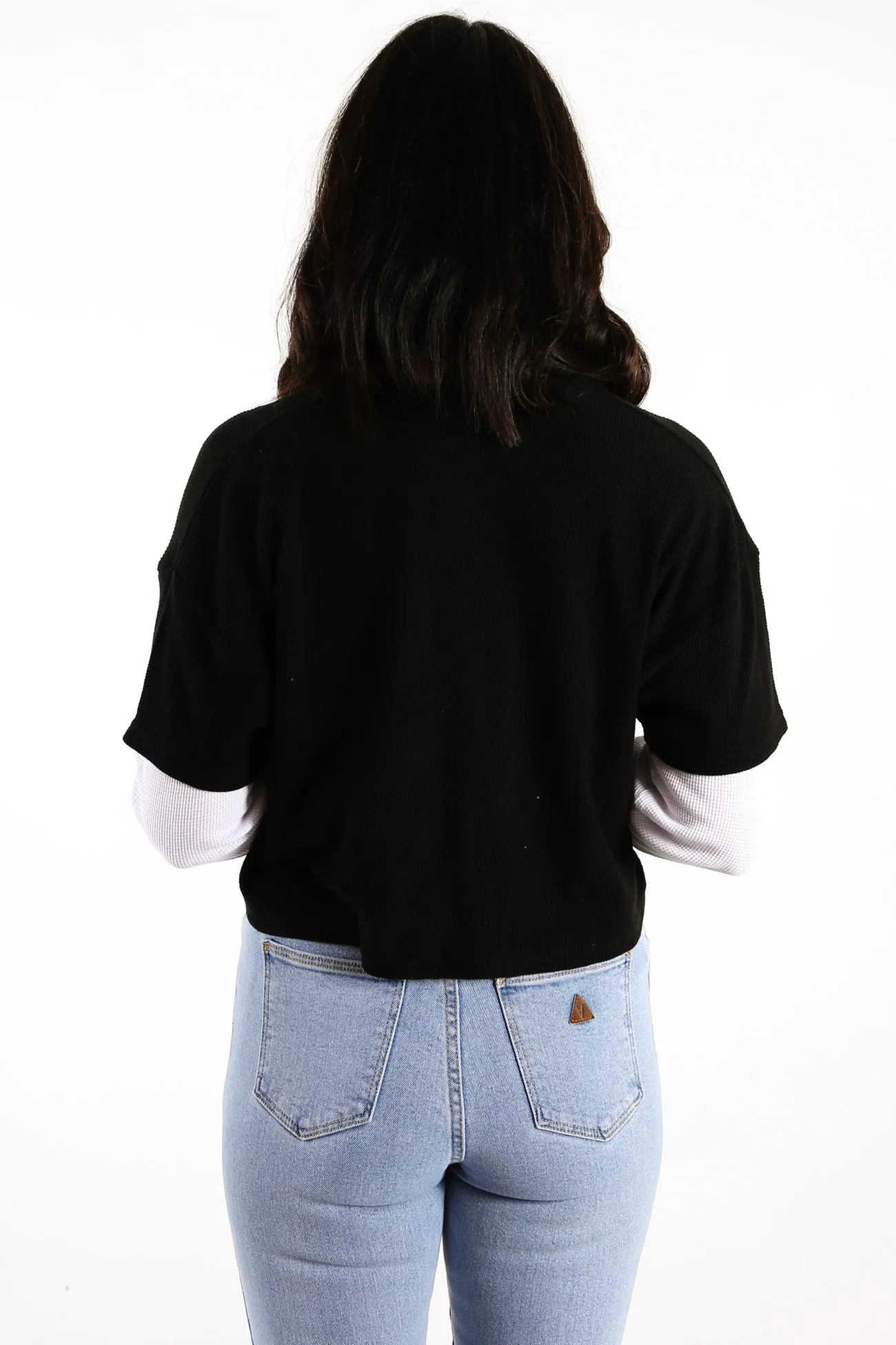 Altered Waffle Long Sleeve Tee Washed Black