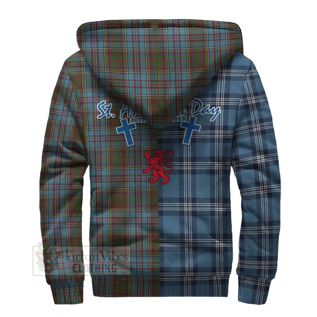 Anderson Tartan Sherpa Hoodie Happy St. Andrew's Day Half Tartan Style