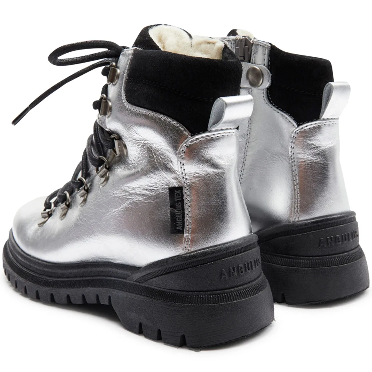 Angulus Tex Lace Boots With Zipper Silver/Black