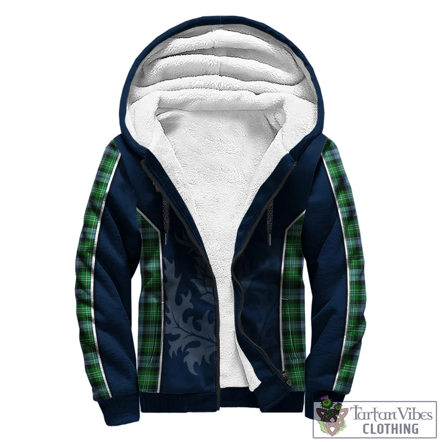 Arbuthnot Ancient Tartan Sherpa Hoodie with Family Crest and Scottish Thistle Vibes Sport Style