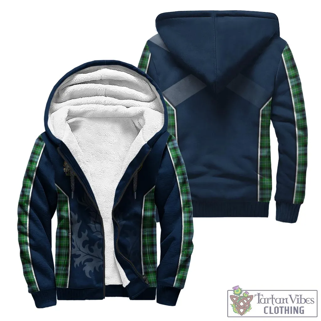 Arbuthnot Ancient Tartan Sherpa Hoodie with Family Crest and Scottish Thistle Vibes Sport Style