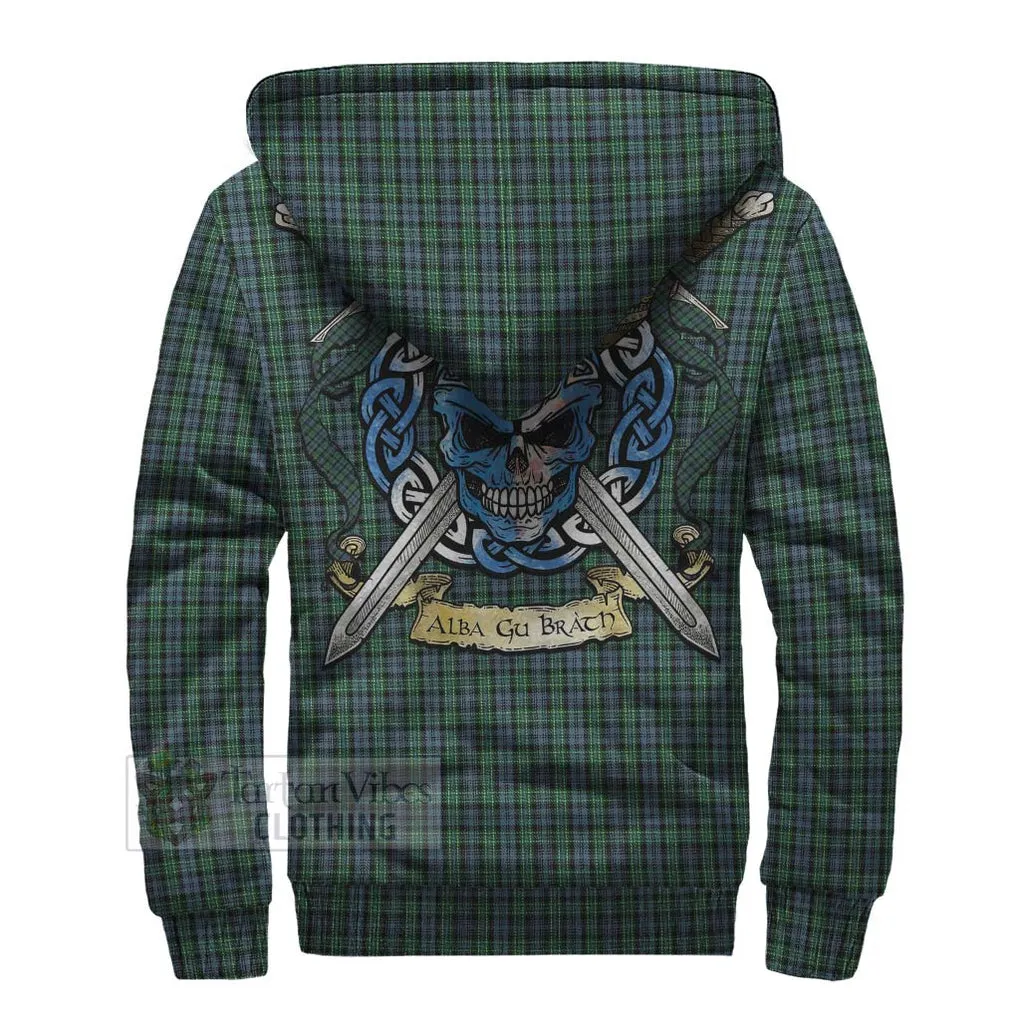 Arbuthnot Tartan Sherpa Hoodie with Family Crest Celtic Skull Style