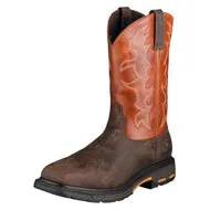 Ariat Mens Dark Earth WorkHog Wide Square Toe Steel Toe Work Boot