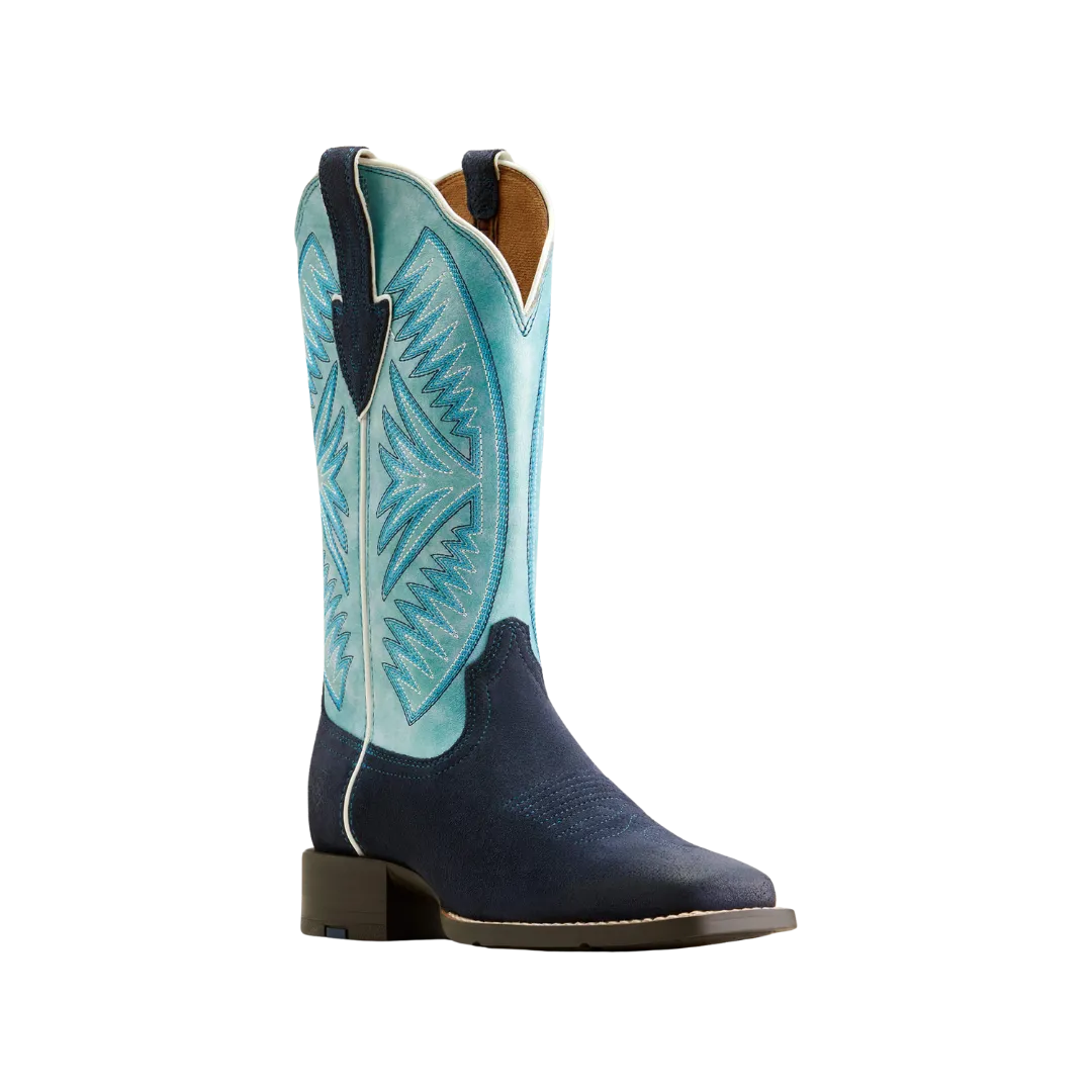 Ariat Women's Round Up Ruidoso Western Midnight In Marfa Roughoutcoastal Blue Boot