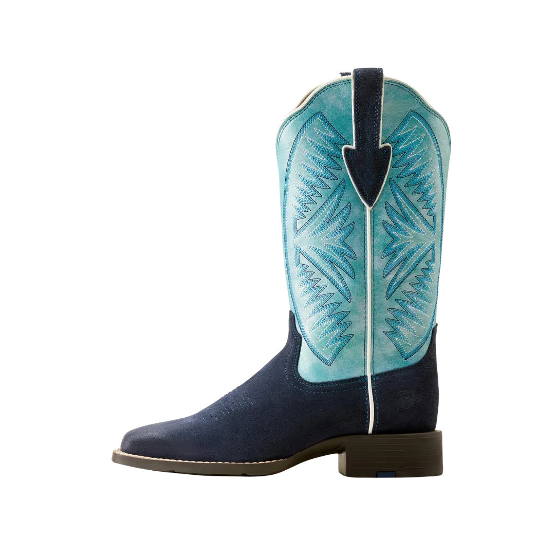 Ariat Women's Round Up Ruidoso Western Midnight In Marfa Roughoutcoastal Blue Boot