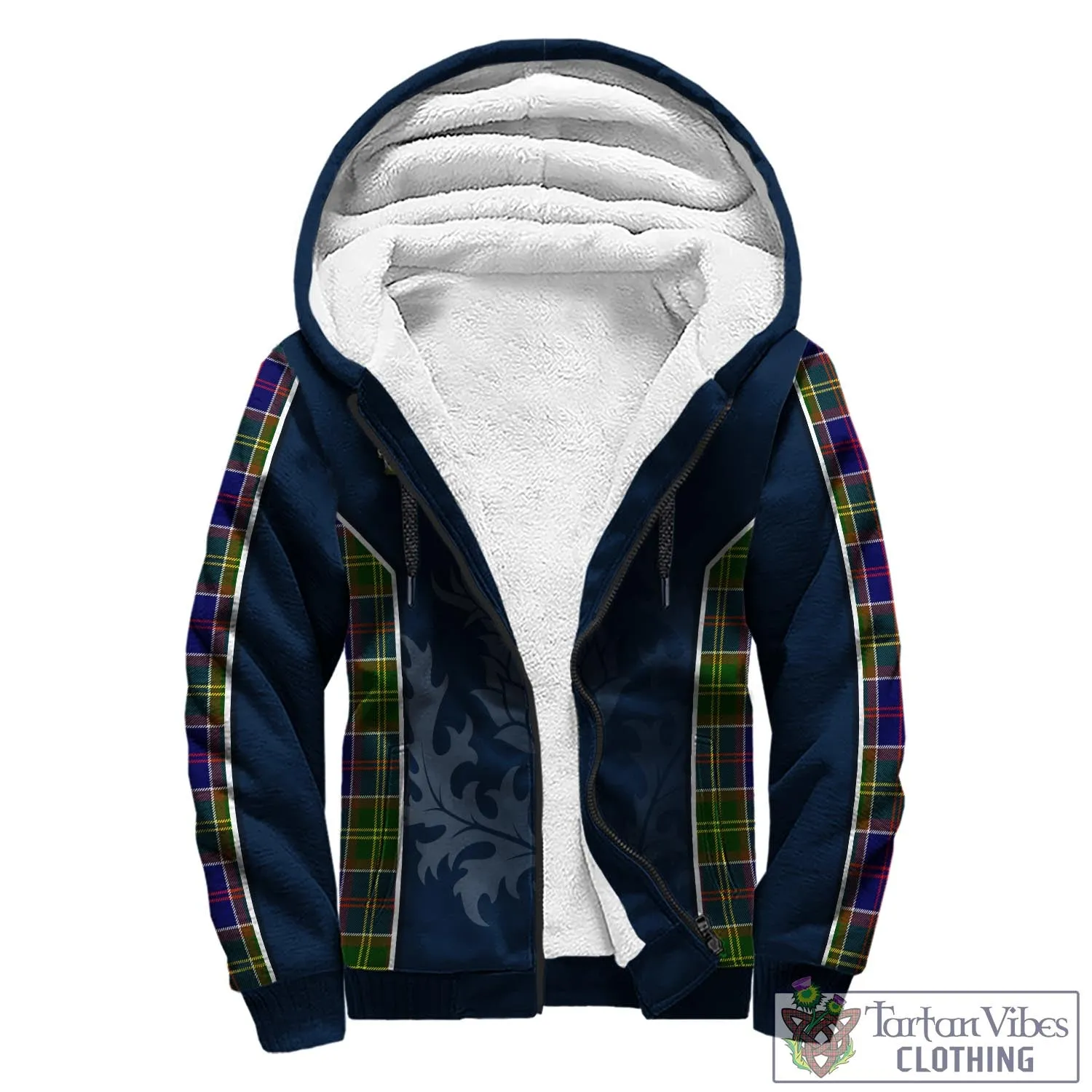 Arnott Tartan Sherpa Hoodie with Family Crest and Scottish Thistle Vibes Sport Style