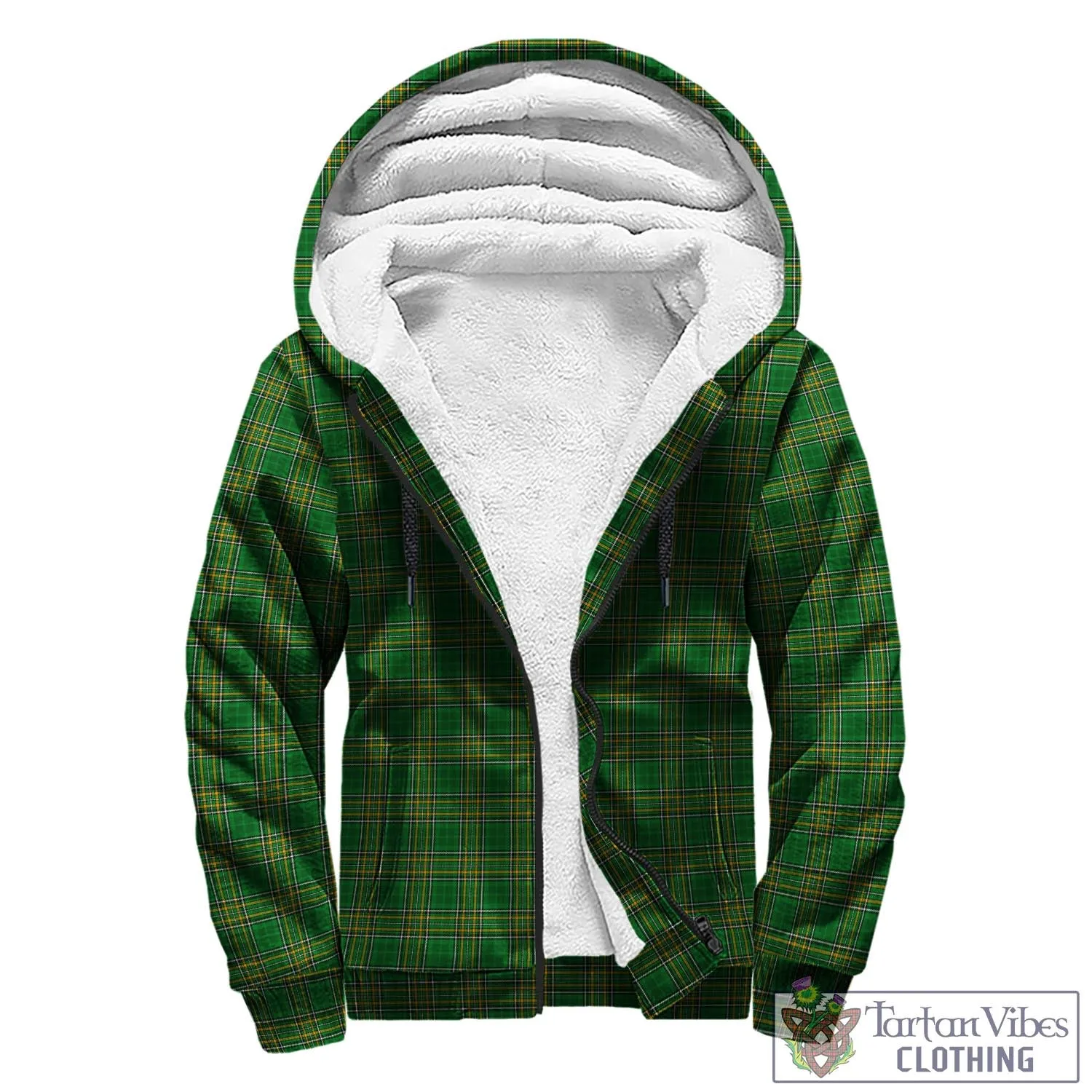 Ashe Irish Clan Tartan Sherpa Hoodie with Coat of Arms