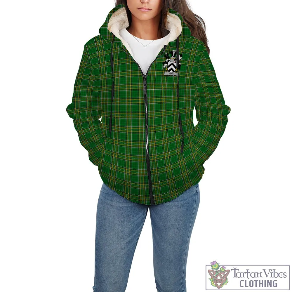 Ashe Irish Clan Tartan Sherpa Hoodie with Coat of Arms