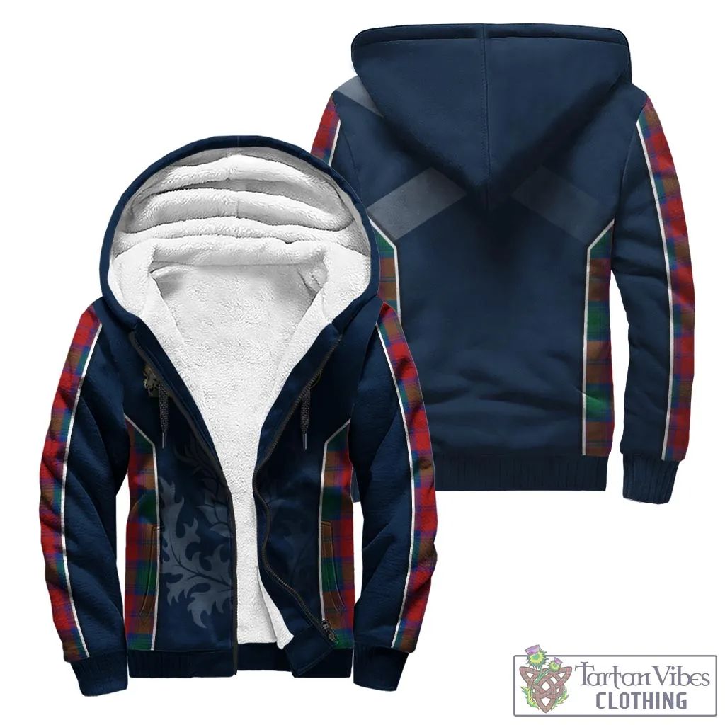 Auchinleck (Affleck) Tartan Sherpa Hoodie with Family Crest and Scottish Thistle Vibes Sport Style