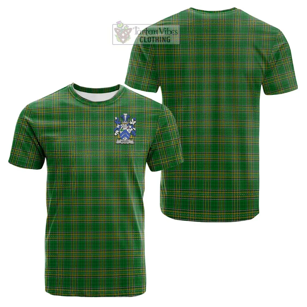 Bagot Irish Clan Tartan Cotton T-shirt with Coat of Arms