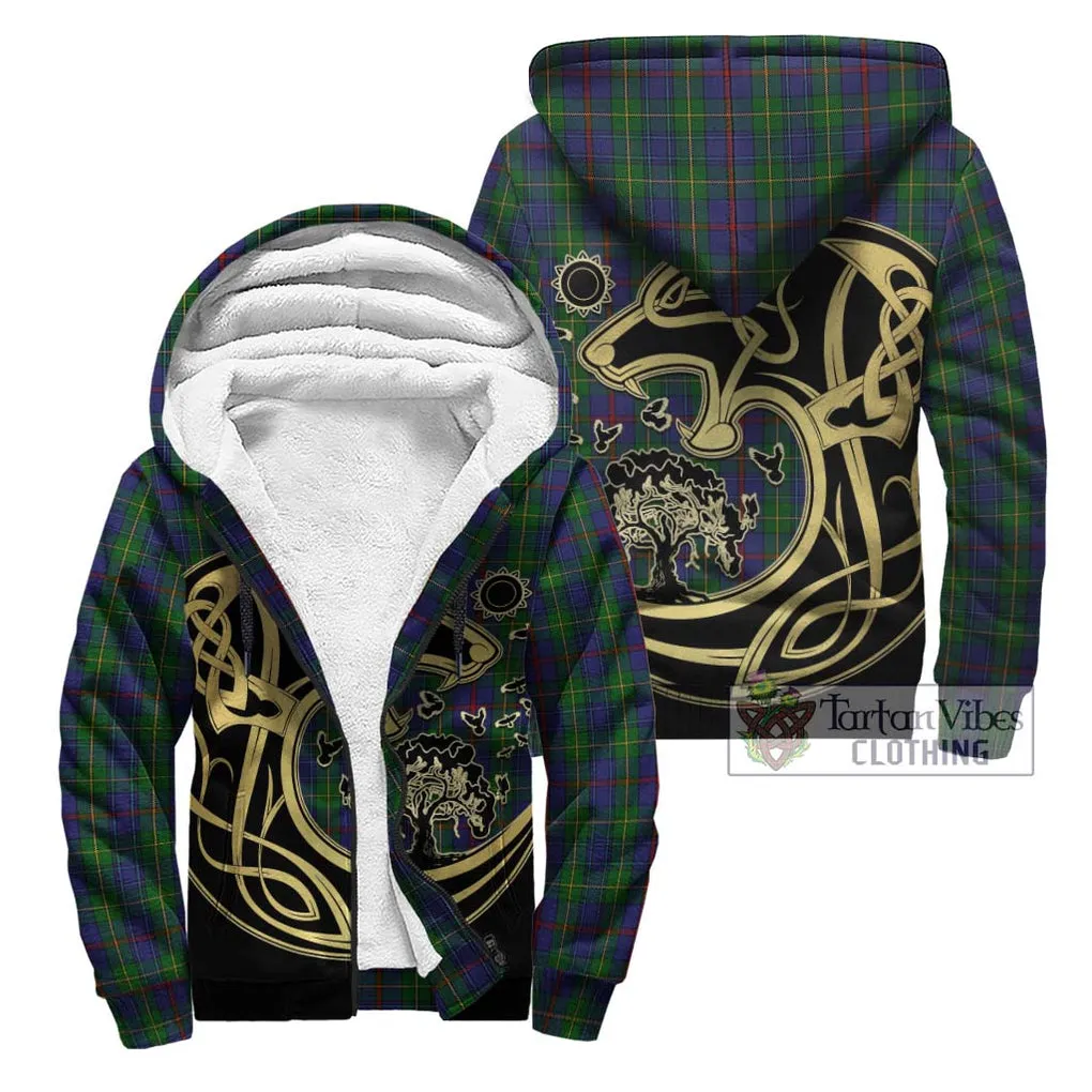 Bailey Tartan Sherpa Hoodie with Family Crest Celtic Wolf Style