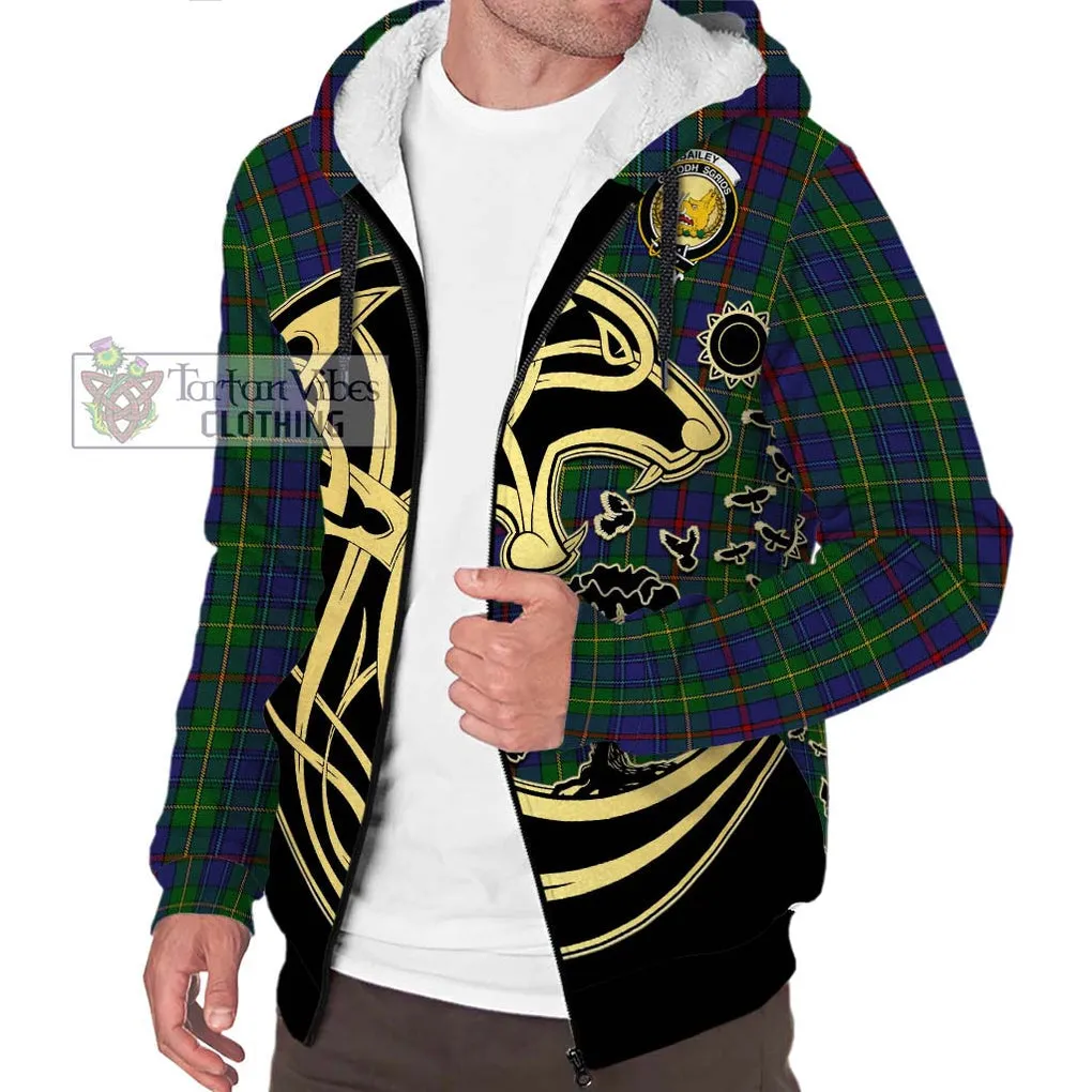 Bailey Tartan Sherpa Hoodie with Family Crest Celtic Wolf Style