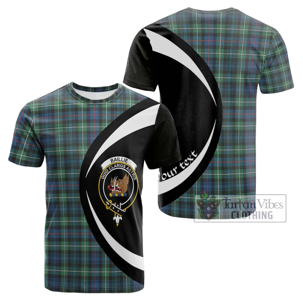 Baillie Ancient Tartan Cotton T-shirt with Family Crest Circle Style