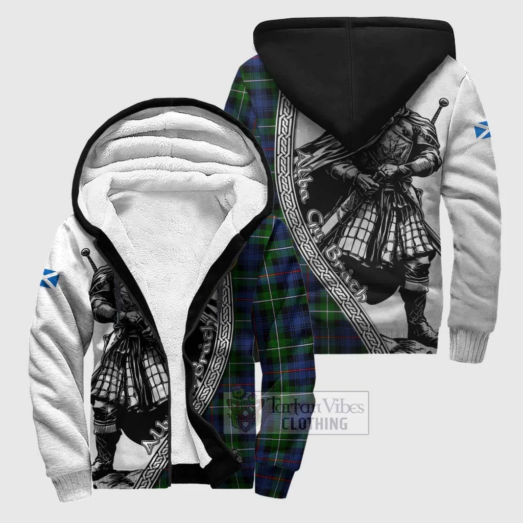 Baillie (Bailey) Tartan Clan Crest Sherpa Hoodie with Highlander Warrior Celtic Style