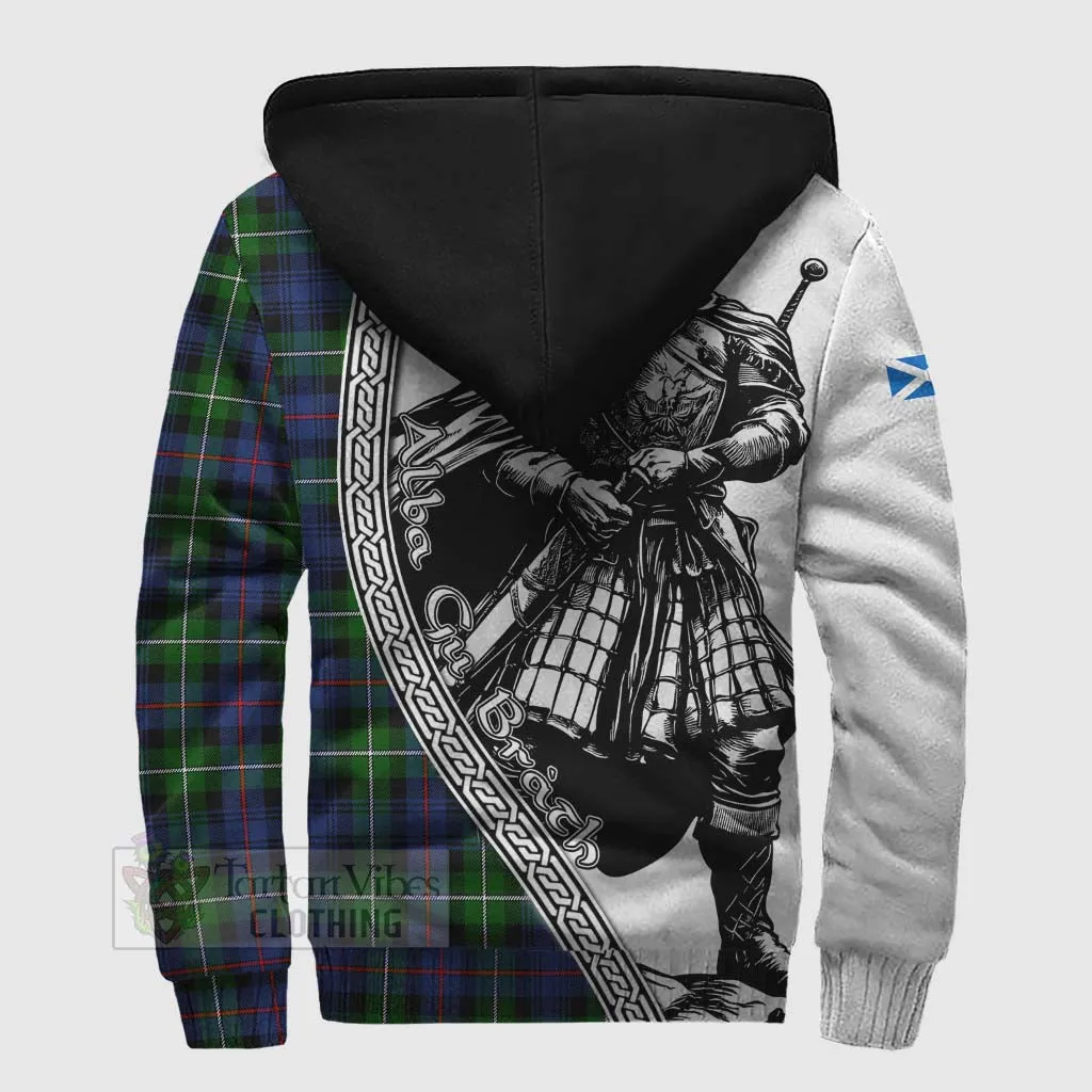 Baillie (Bailey) Tartan Clan Crest Sherpa Hoodie with Highlander Warrior Celtic Style