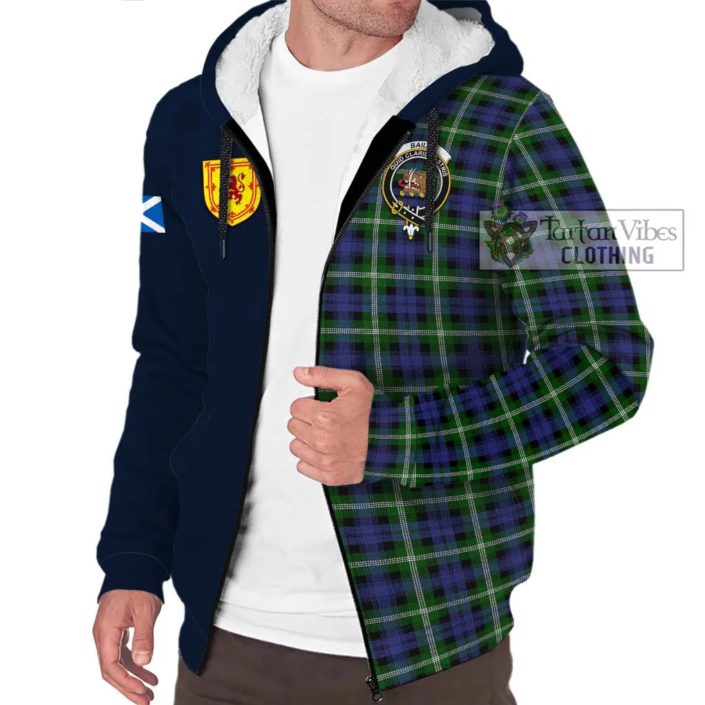 Baillie (Bailey) Tartan Sherpa Hoodie Alba with Scottish Lion Royal Arm Half Style