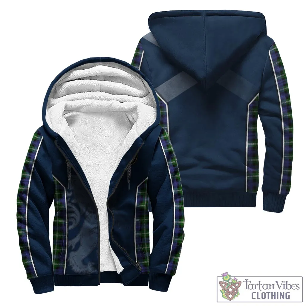 Baillie (Bailey) Tartan Sherpa Hoodie with Family Crest and Lion Rampant Vibes Sport Style