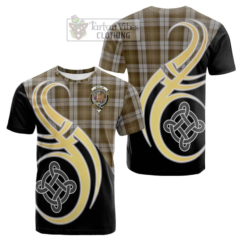 Baillie Dress Tartan Cotton T-shirt with Family Crest and Celtic Symbol Style