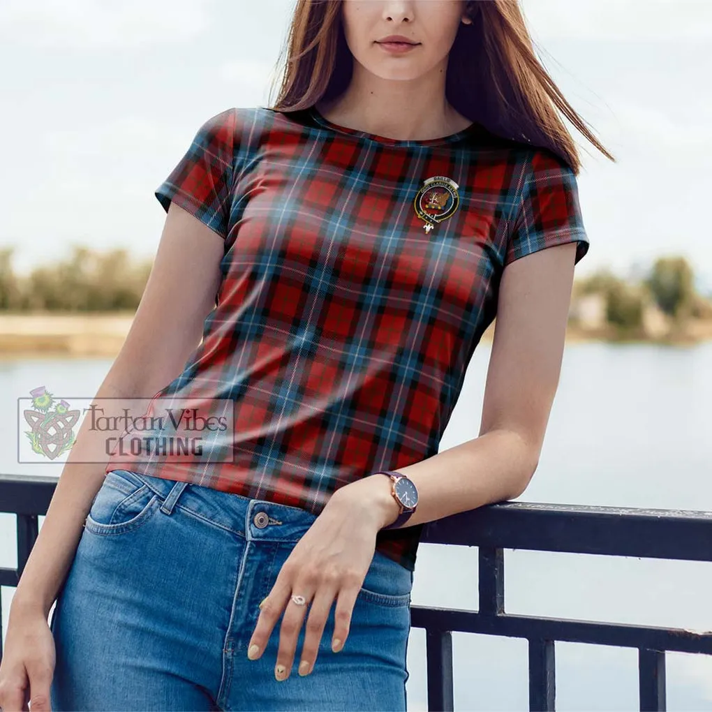 Baillie of Polkemmet Red Tartan Cotton T-Shirt with Family Crest