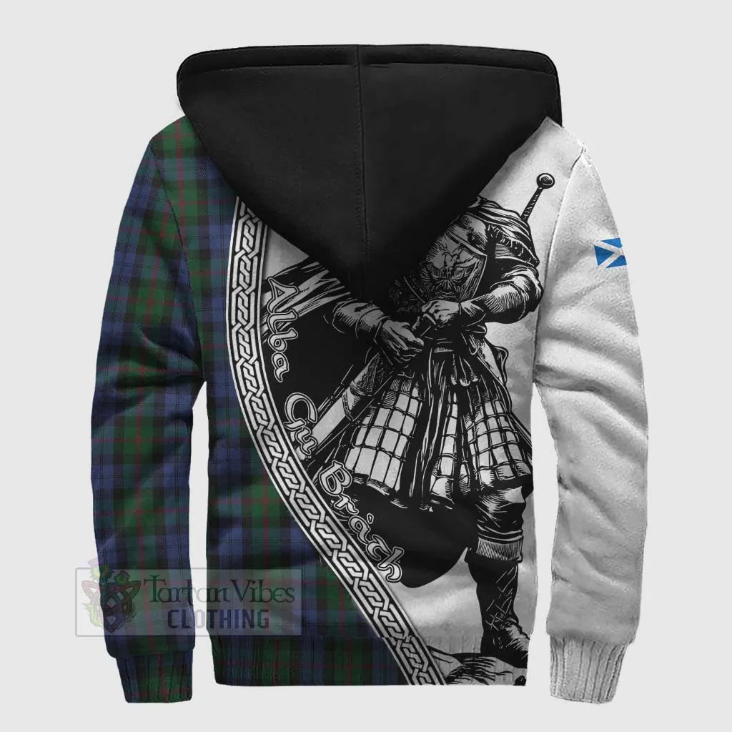 Baird Tartan Clan Crest Sherpa Hoodie with Highlander Warrior Celtic Style