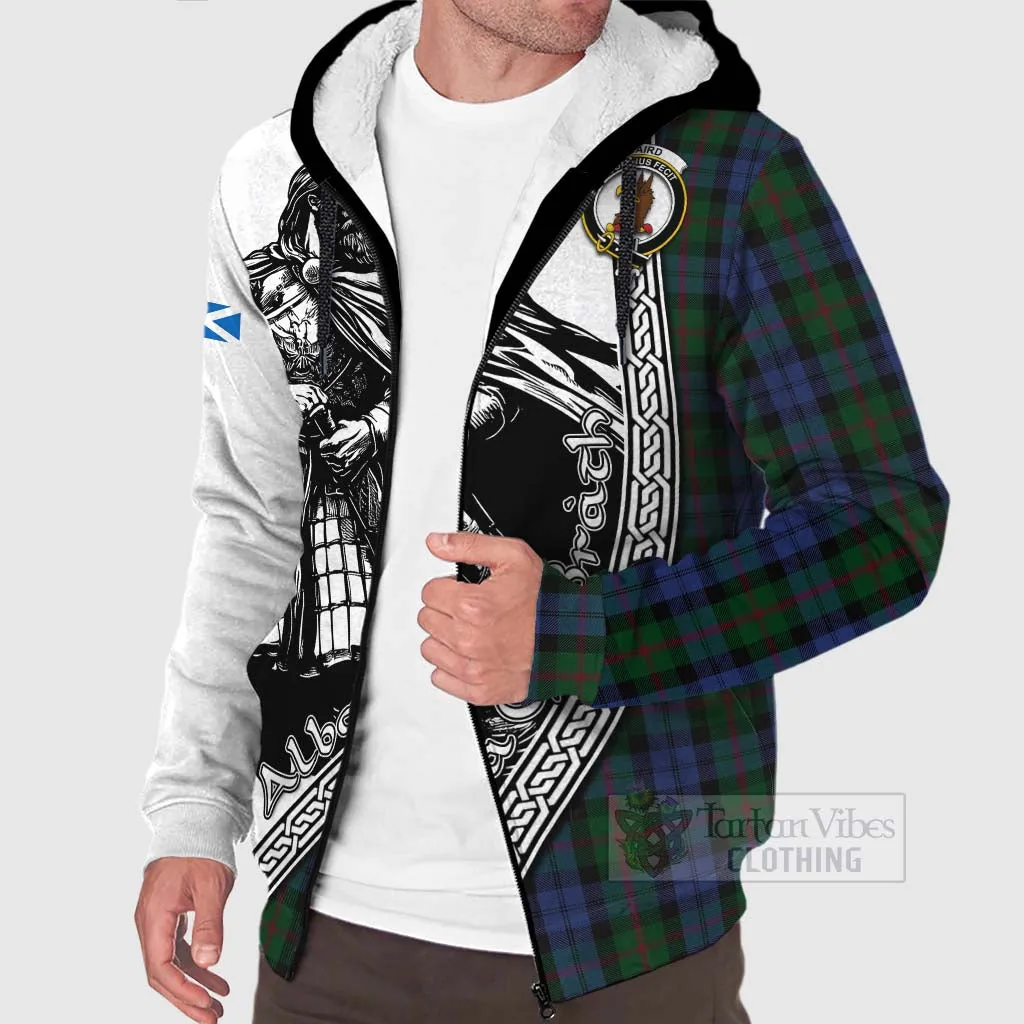 Baird Tartan Clan Crest Sherpa Hoodie with Highlander Warrior Celtic Style