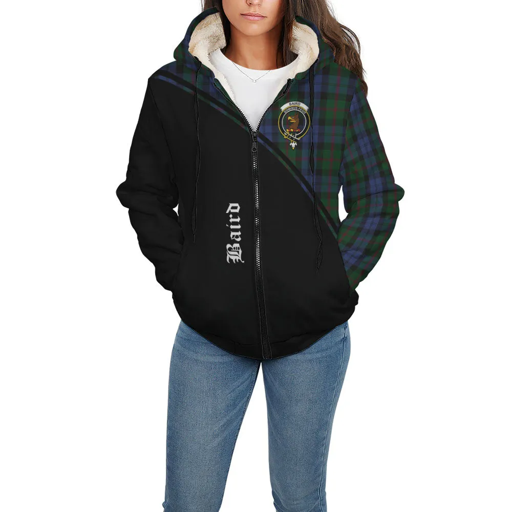 Baird Tartan Sherpa Hoodie with Family Crest Curve Style