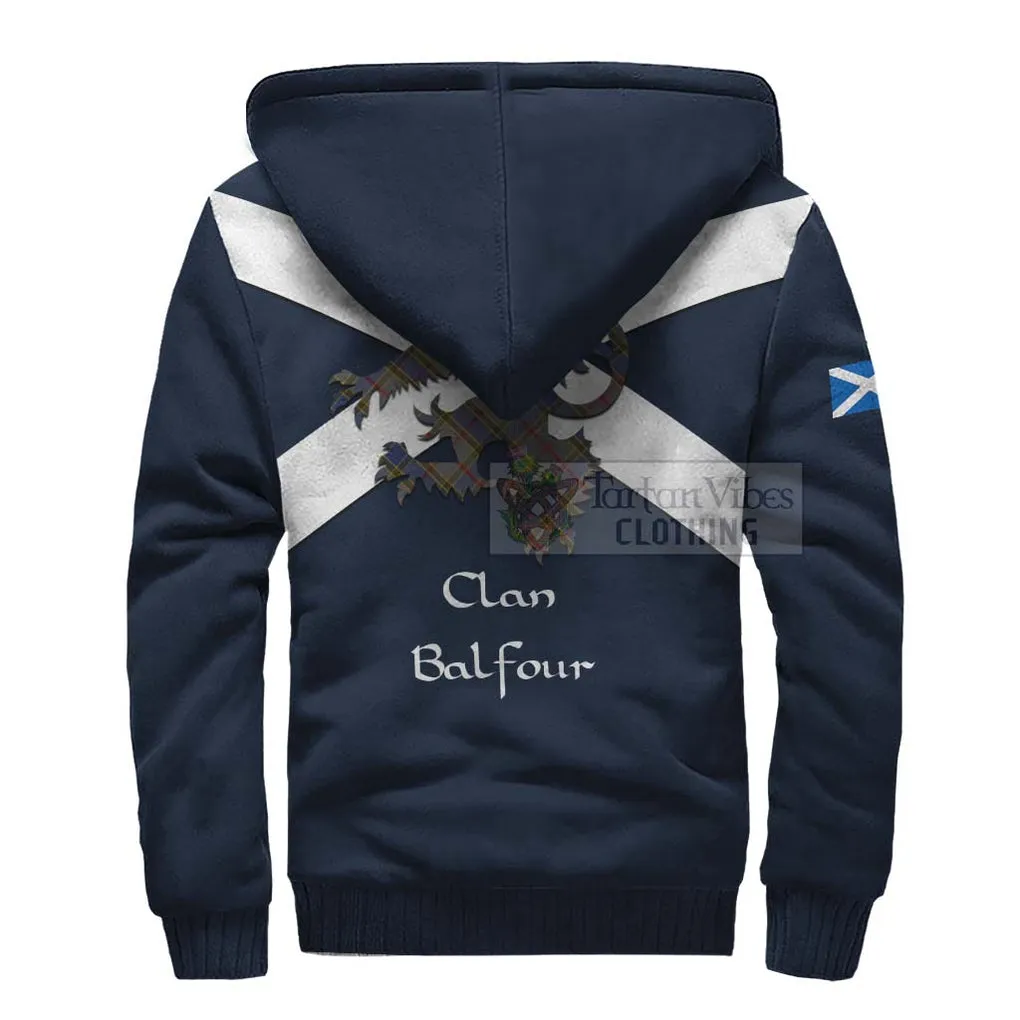 Balfour Tartan Lion Rampant Sherpa Hoodie  Proudly Display Your Heritage with Alba Gu Brath and Clan Name