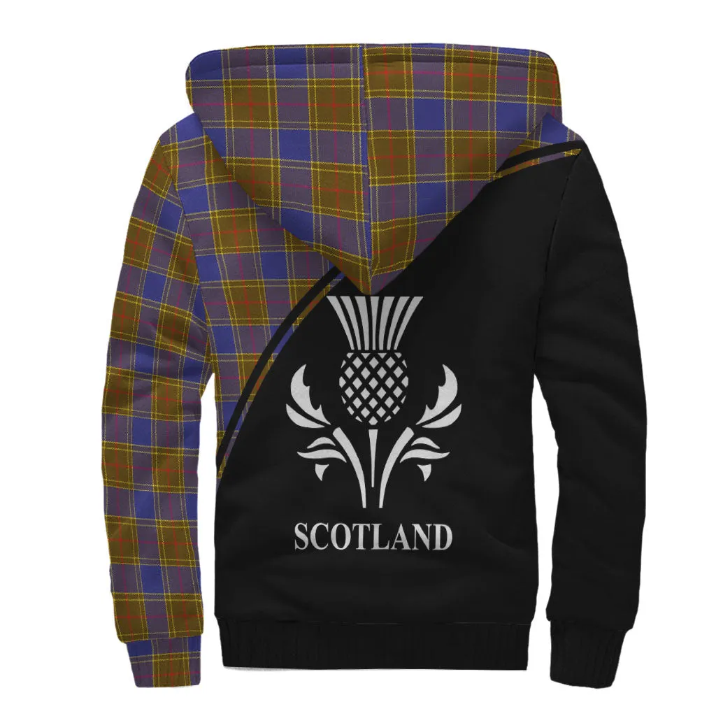 Balfour Tartan Sherpa Hoodie with Family Crest Curve Style