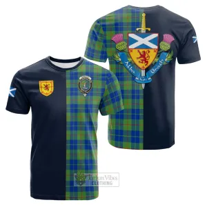 Barclay Hunting Ancient Tartan Cotton T-shirt Alba with Scottish Lion Royal Arm Half Style