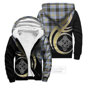 Bell Tartan Sherpa Hoodie with Family Crest and Celtic Symbol Style