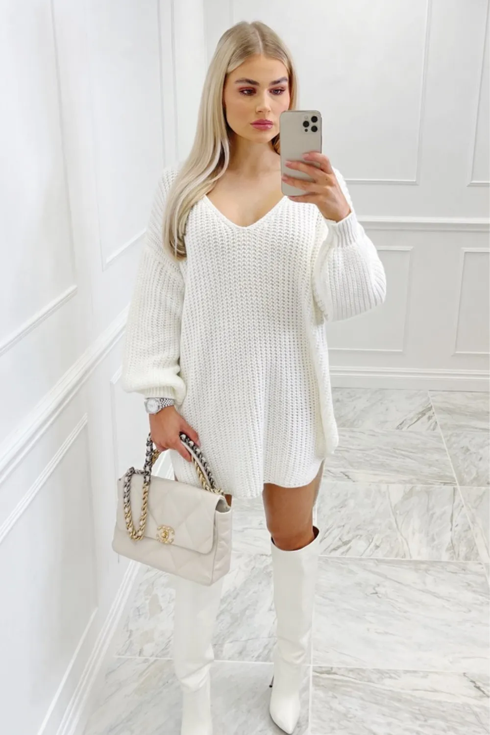 Belle Oversized Cable Knit Jumper in Ecru