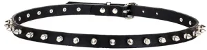 Black Leather Belt w/ Single Row of Silver Spikes