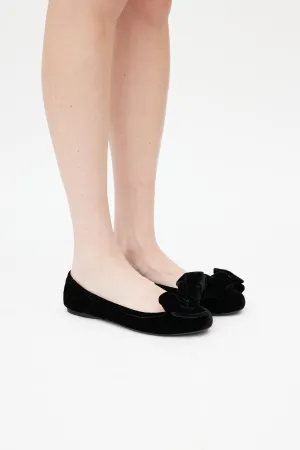 Black Velvet Bow Ballet Flat