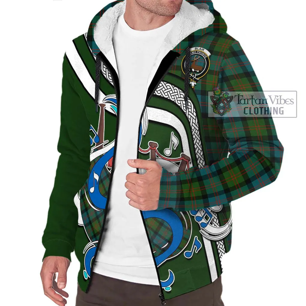 Blair Ancient Tartan Sherpa Hoodie with Epic Bagpipe Style